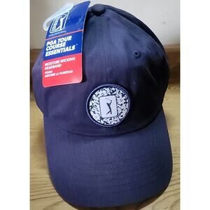 PGA TOUR Hat Classic Cap Floral Patch Men's Adjustable Navy Blue Moisture